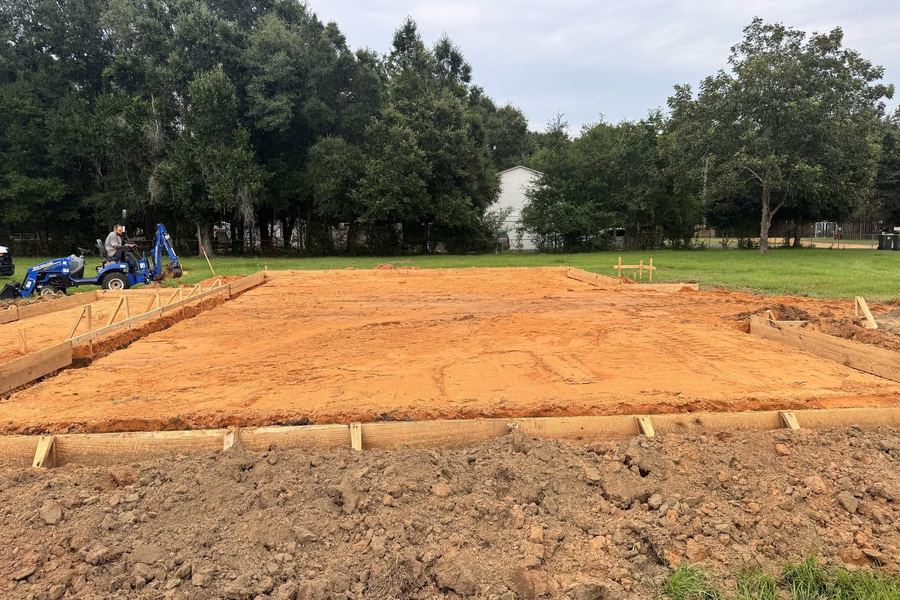 Building pad graded and form boards set for a new slab